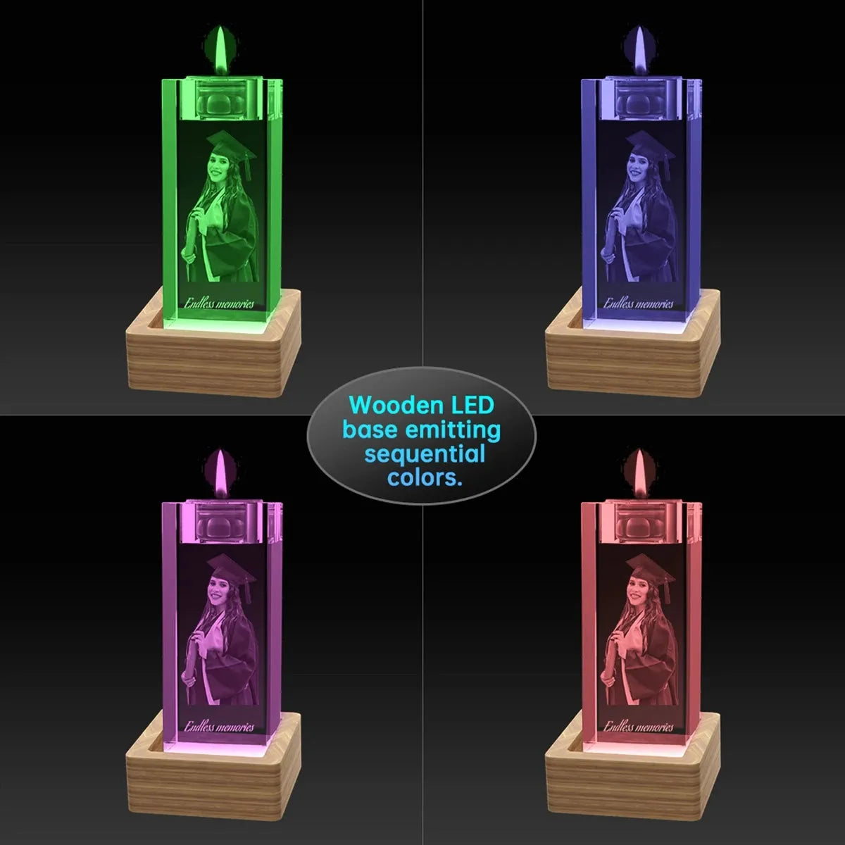 3D Crystal Candle Holder - 80x50x50 mm