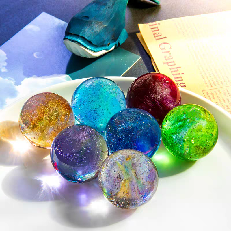 7 Chakra Crystal Healing Spheres Set with LED Wooden Stand